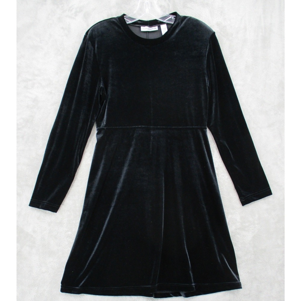 Amanda Smith Dress Womens 10 Petite Velvet Mini‎ Whimsigoth Witchy Stretch Black